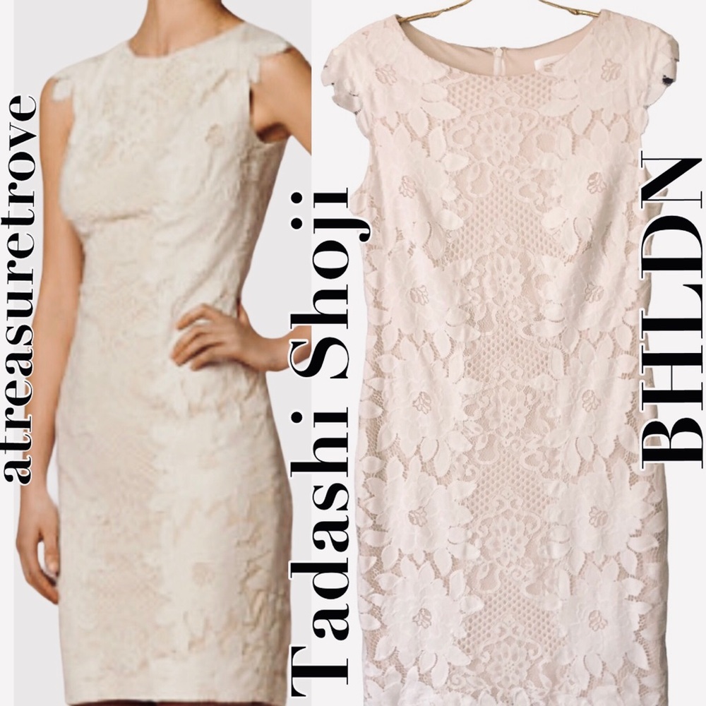 Tadashi Shoji x BHLDN Mercier 12 / Lg Ivory Lace Wedding Sheath Bridal Dress